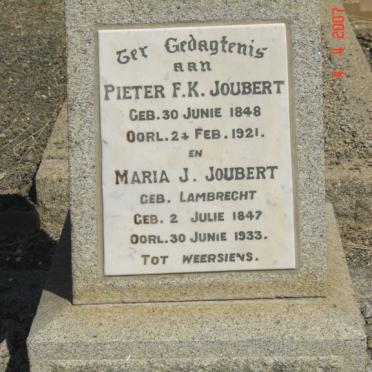 JOUBERT Pieter F.K. 1848-1921 &amp; Maria J. LAMBRECHT 1847-1933