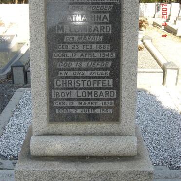 LOMBARD Christoffel 1879-1961 &amp; Catharina M. MARAIS 1882-1945