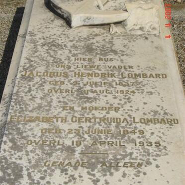 LOMBARD Jacobus Hendrik 1837-1924 &amp; Elizabeth Getruida 1849-1935
