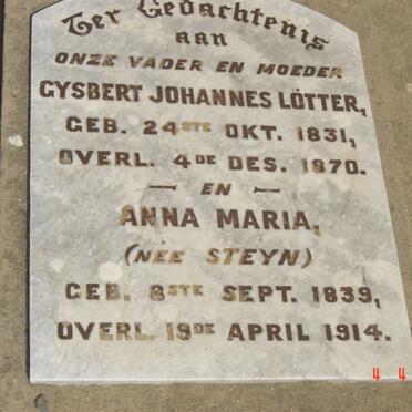 LOTTER Gysbert Johannes 1831-1870 &amp; Anna Maria STEYN 1839-1914