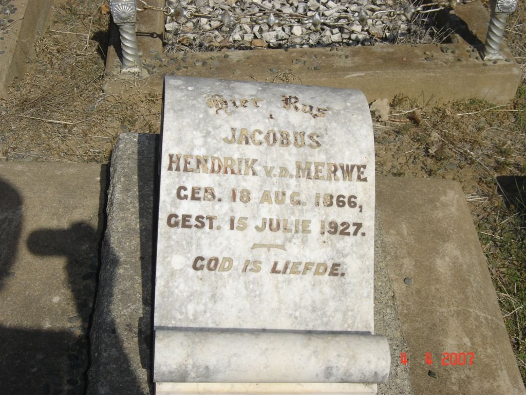 MERWE Jacobus Hendrik, v.d. 1866-1927