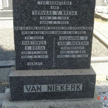 NIEKERK Marthinus v. Breda, van 1886-1941 &amp; Susanna C. WINTERBACH 1890-1982 :: VAN NIEKERK Servaas v. Breda  1913-1935