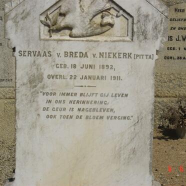 NIEKERK Servaas v. Breda, van 1892-1911