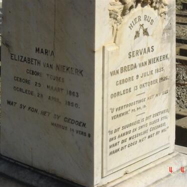 NIEKERK Servaas van Breda, van 1855-1926 &amp; Maria Elizabeth TEUBES 1863-1950