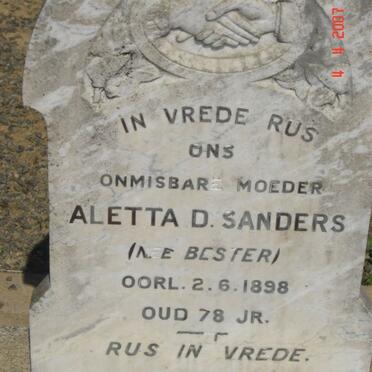 SANDERS Aletta D. nee BESTER -1898