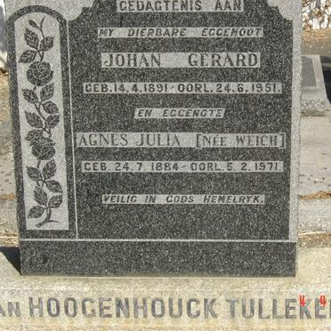 TULLEKEN Johan Gerard, van Hoogenhouck 1891-1951 &amp; Agnes Julia WEICH 1884-1971