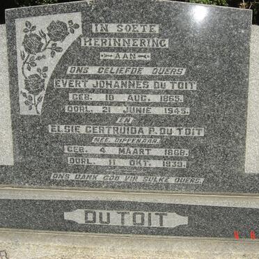 TOIT Evert Johannes, du 1865-1945 &amp; Elsie Gertruida P. DIPPENAAR 1868-1939