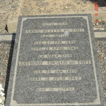 TOIT Anna Aletta, du nee SMITH 1860-1942 :: DU TOIT Anthonie Eduard 1885-1942