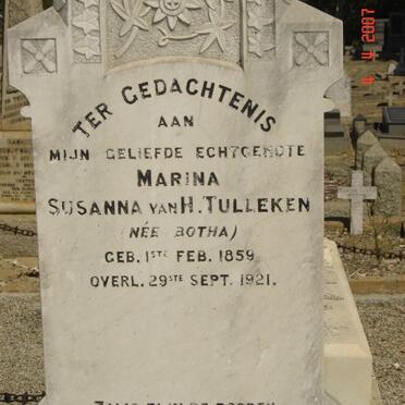 TULLEKEN Marina Susanna, van H. nee BOTHA 1859-1921