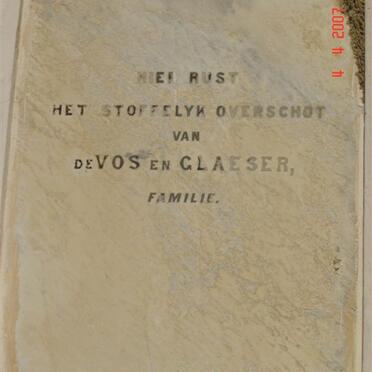 VOS, de &amp; GLAESER Families