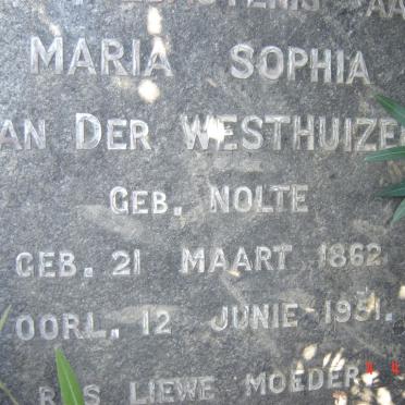WESTHUIZEN Maria Sophia, van der nee NOLTE 1862-1951
