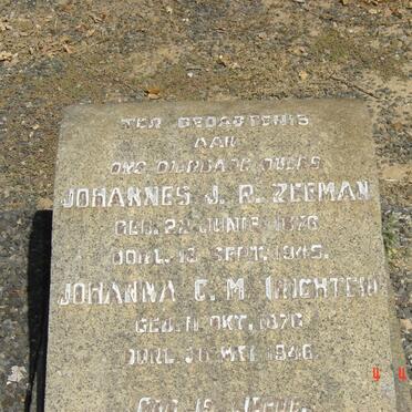 ZEEMAN Johannes J.R. 1876-1945 &amp; Johanna C.M. RICHTER 1876-1946