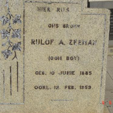 ZEEMAN Rulof A. 1885-1959