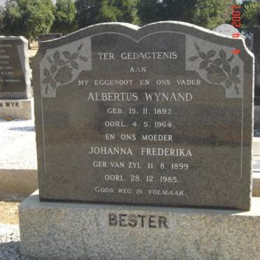 BESTER Albertus Wynand 1892-1964 &amp; Johanna Frederika VAN ZYL 1899-1985