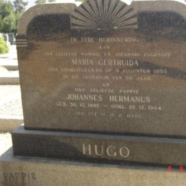 HUGO Johannes Hermanus 1885-1964 &amp; Maria Gertruida -1953