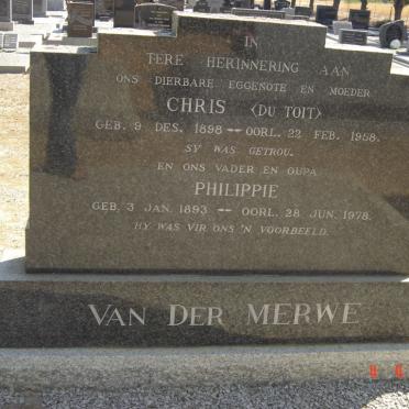 MERWE Philippie, van der 1893-1978 &amp; Chris DU TOIT 1898-1958