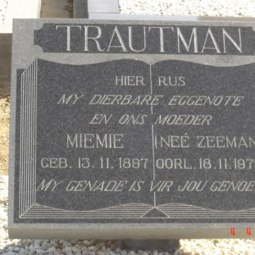 TRAUTMAN Miemie, nee ZEEMAN 1897-1972