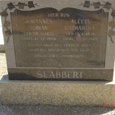 SLABBERT Johannes Tobias 1873-1954 &amp; Aletta Catharina 1879-1965