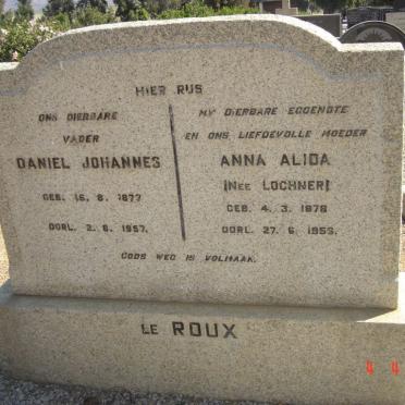 ROUX Daniel Johannes, le 1877-1957 &amp; Anna Alida LOCHNER 1878-1956