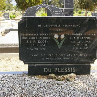 PLESSIS J.P.F., du 1909-1989 &amp; A.A.C. DE JONGH 1911-1995