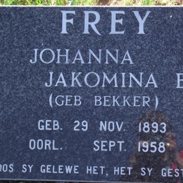 FREY Johanna Jakomina E. nee BEKKER 1893-1958