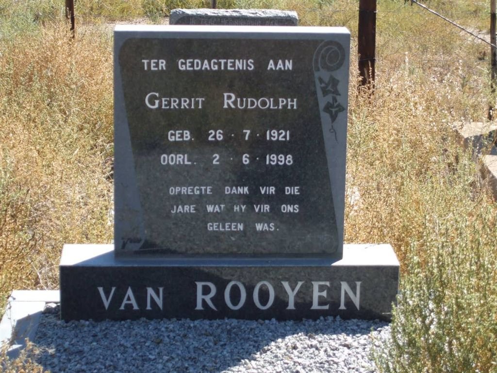 ROOYEN Gerrit Rudolph, van 1921-1998