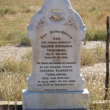 TERBLANCHE Salomon Stephanus 1862-1895 &amp; Johanna Elizabeth VAN ROOYEN 1862-1948