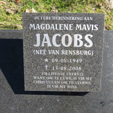 JACOBS Magdalene Mavis nee VAN RENSBURG 1949-2008