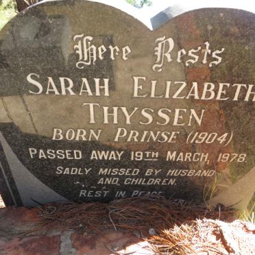 THYSSEN Sarah Elizabeth, nee PRINSE 1904-1978