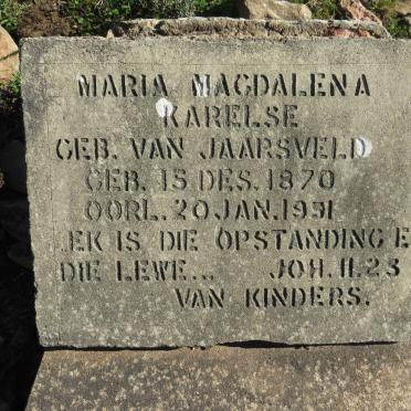 KARELSE Maria Magdalena, nee VAN JAARSVELD 1870-1951