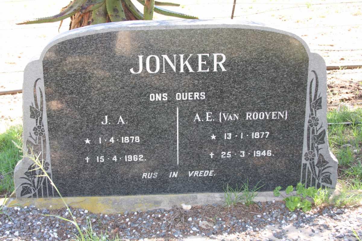 JONKER J.A. 1878-1962 &amp; A.E. VAN ROOYEN 1877-1946