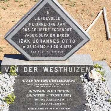 WESTHUIZEN Izak Johannes Otto, van der 1910-1979 &amp; Anna Aletta 1929-2014