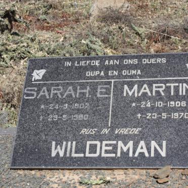 WILDEMAN Martin 1906-1970 &amp; Sarah E. 1902-1980