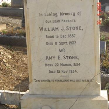 STONE William J. 1857-1932 &amp; Amy E. 1854-1934