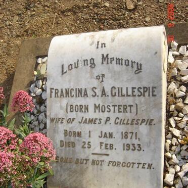 GILLESPIE Francina S.A. nee MOSTERT 1871-1933