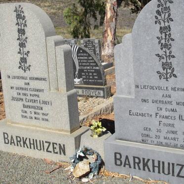 BARKHUIZEN Joseph Cavert 1907-1956 &amp; Elizabeth Frances FOURIE 1912-2002 
