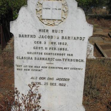 BARNARDT Barend Jacobus 1852-1895 &amp; Clasina TERBURGH -1922