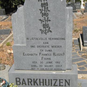 BARKHUIZEN Elizabeth Frances nee FOURIE 1912-2002