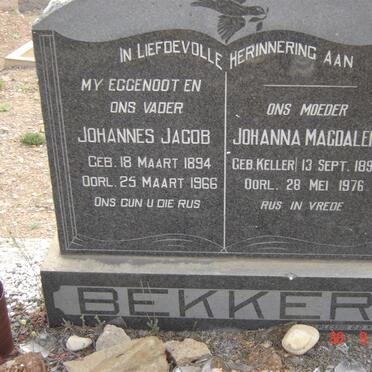 BEKKER Johannes Jacob 1894-1966 &amp; Johanna Magdalena KELLER 1894-1976