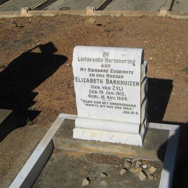 BARKHUIZEN Elizabeth nee van ZYL 1912-1934