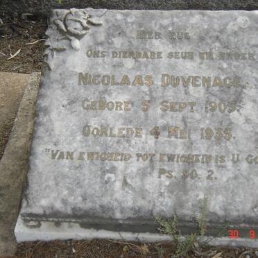 DUVENAGE Nicolaas 1905-1935