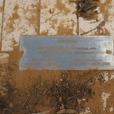 HENNING Jan Hendrik 1919-1997 &amp; Helene Maria 1919-2015