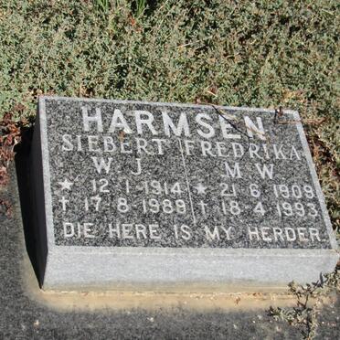 HARMSEN Siebert W.J. 1914-1889 &amp; Fredrika M.W. 1909-1993
