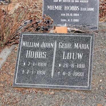 HOBBS William John 1991-1991 :: LOUW Gesie Maria 1911-1993