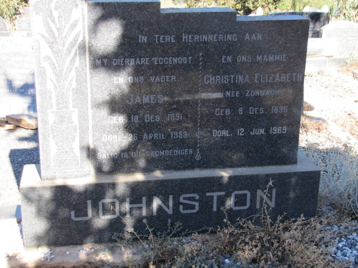 JOHNSTON James 1891-1959 &amp; Christina Elizabeth ZONDAGH 1896-1969