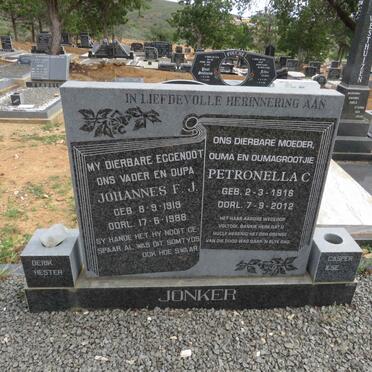 JONKER Johannes F.J. 1919-1988 &amp; Petronella C. 1916-2012