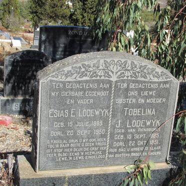 LODEWYK Esias E. 1885-1950 &amp; Tobelina J. van RENSBURG 1885-1951