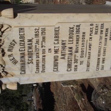 LEROUX Catharina Elizabeth nee SCHOEMAN 1852-1901 