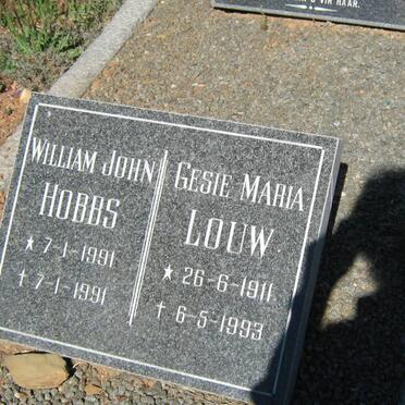 LOUW Gesie Maria 1911-1993 :: HOBBS William John 1991-1991