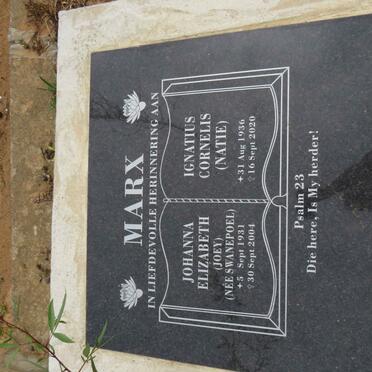 MARX Ignatius Cornelis 1936-2020 &amp; Johanna Elizabeth SWANEPOEL 1931-2004